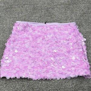 Zara Lavender pink Sequin Mini Skirt small NEW!!